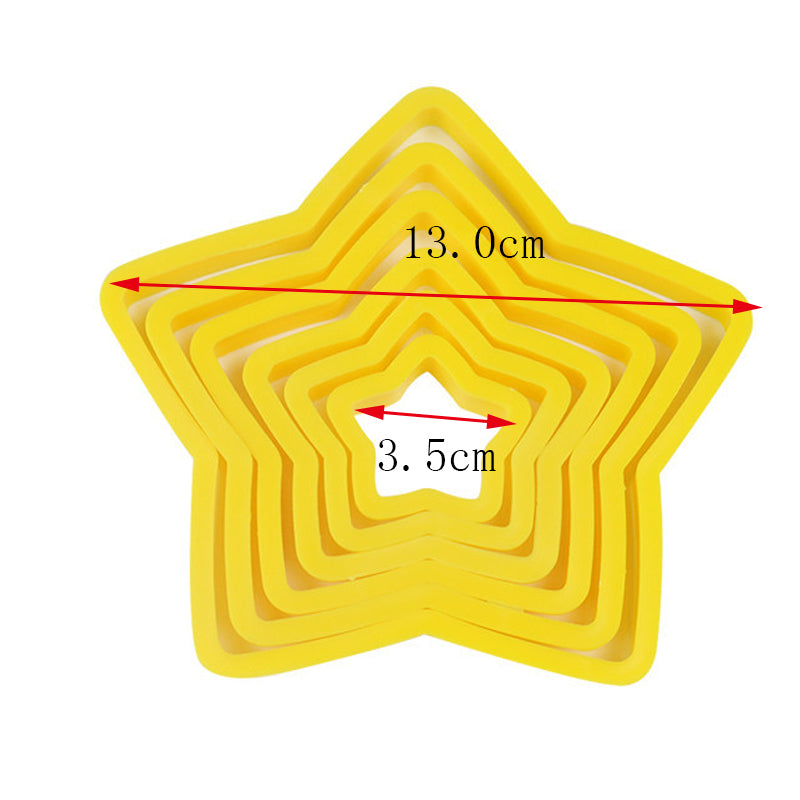 6Pcs/set Christmas Tree Cookie Cutter Stars Shape Fondant Cake Biscuit Cutter Mold 3D Cake Decorating Tools baking tool